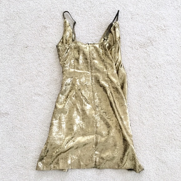 NWT J.O.A. Gold Metallic Wrap Dress - Picture 12 of 16